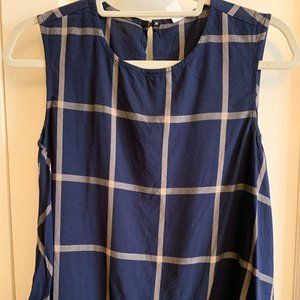 Old Navy Plaid Swing Tank, Navy, Size XS